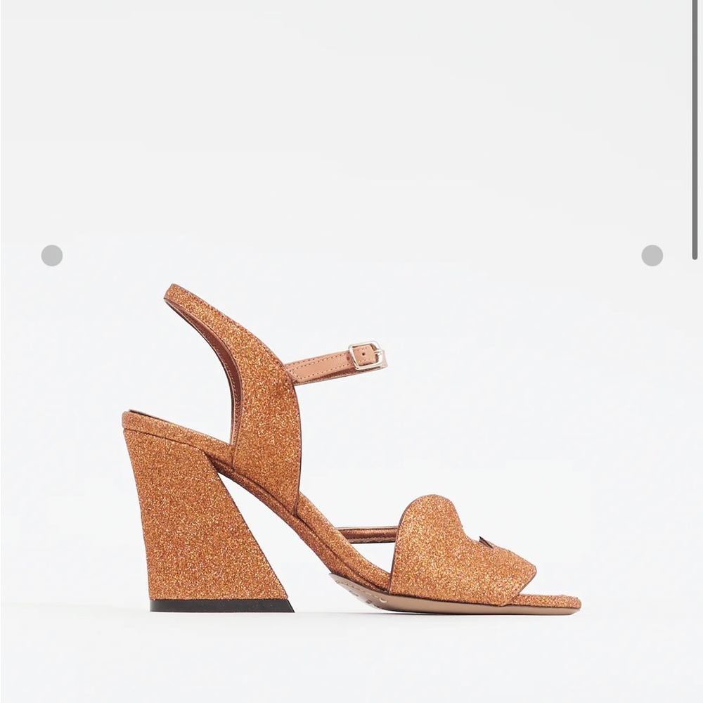 Dries Van Noten Bronze Glitter Heels